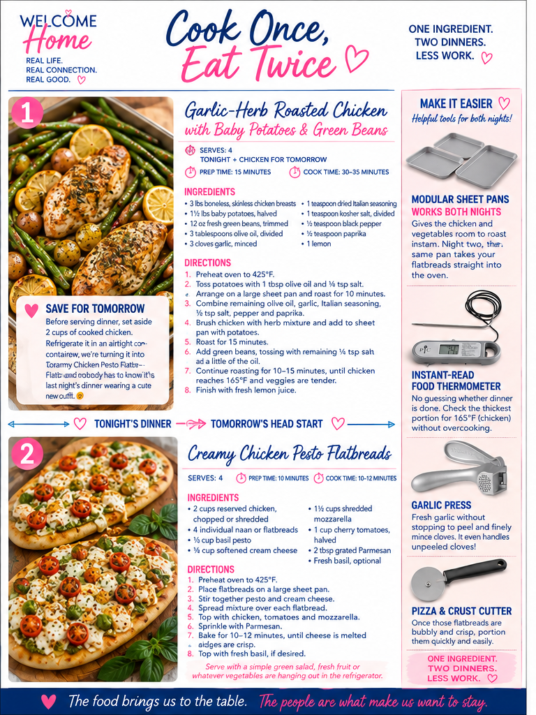 Cook Once, Eat Twice recipe page one